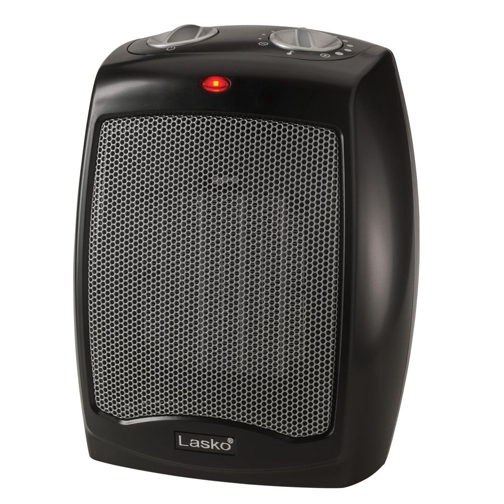 Ceramic Adjustable Thermostat Tabletop, Under-Desk Heater, 9 Inches High (Black)